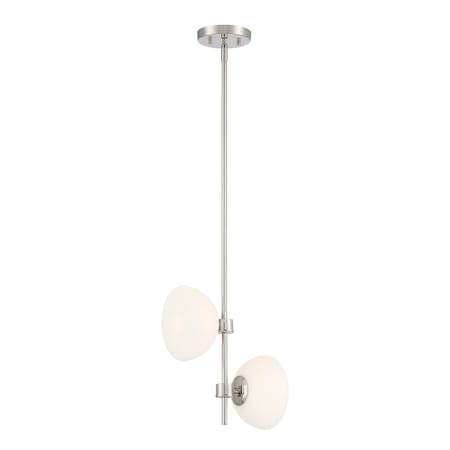 Designers Fountain Zio 60 Watt 2 Light Polished Nickel Pendant with Etched Opal Glass Shade D270H-10P-PN